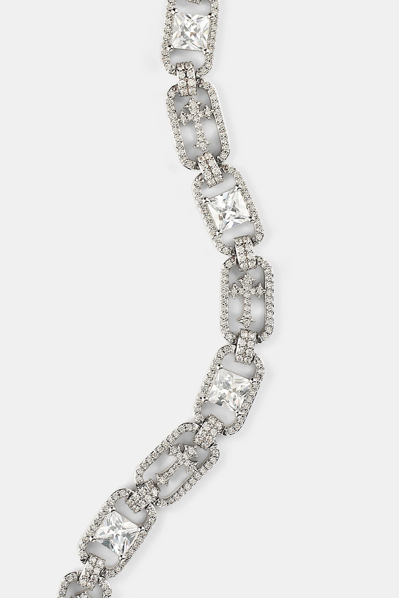 Iced Stone & Cross Link Bracelet - 8mm